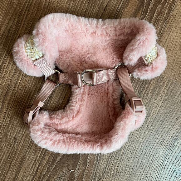 Tweed & Faux Fur Three Piece Harness, Collar & Leash Set  Size S - Picture 4 of 11